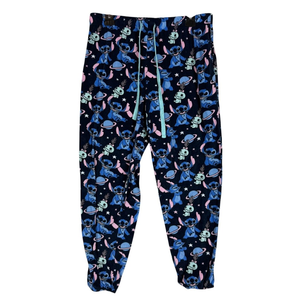 Disney Pajama Pants Kids 8-10 Blue Fleece Stitch Scrump Print Sleep Lounge